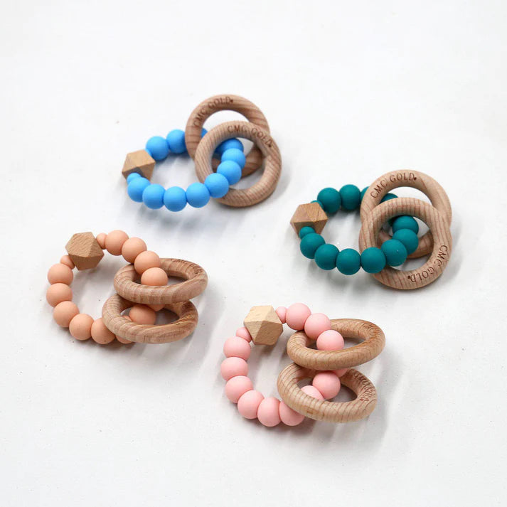 Hex & Silicone Teether - Oatmeal