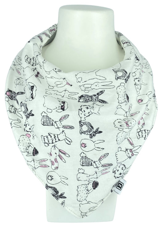 Bandana Bib - White Bunnies